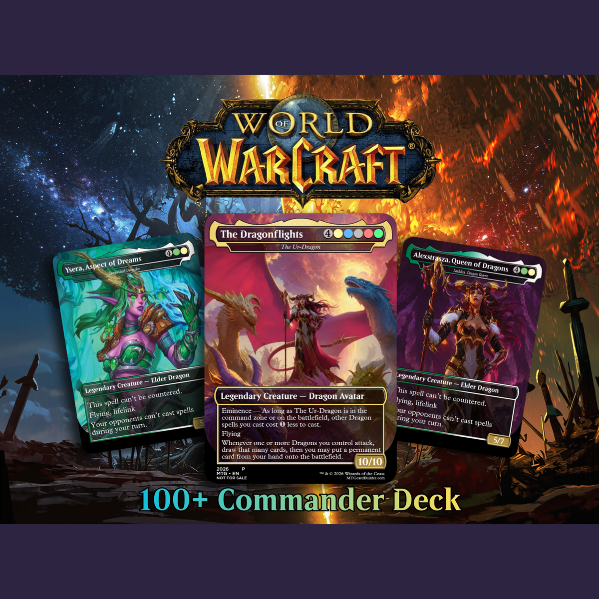 WORLD OF WARCRAFT DRAGONS – 100-CARD FAN-MADE PROXY COMMANDER DECK | MTGCard