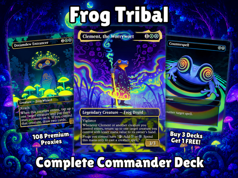 Clement Frog Tribal | 100-Card MTG Proxy EDH Set | Trippy Bounce Strategy Deck | MTGCard