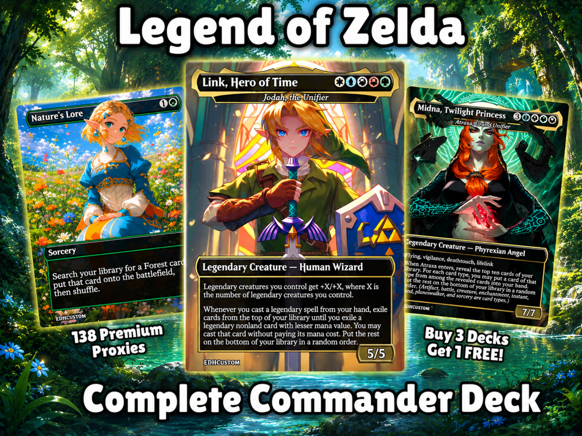 Legend of Zelda Inspired | 138-Card MTG Proxy EDH Set | Hyrule Legendary Heroes Deck | MTGCard