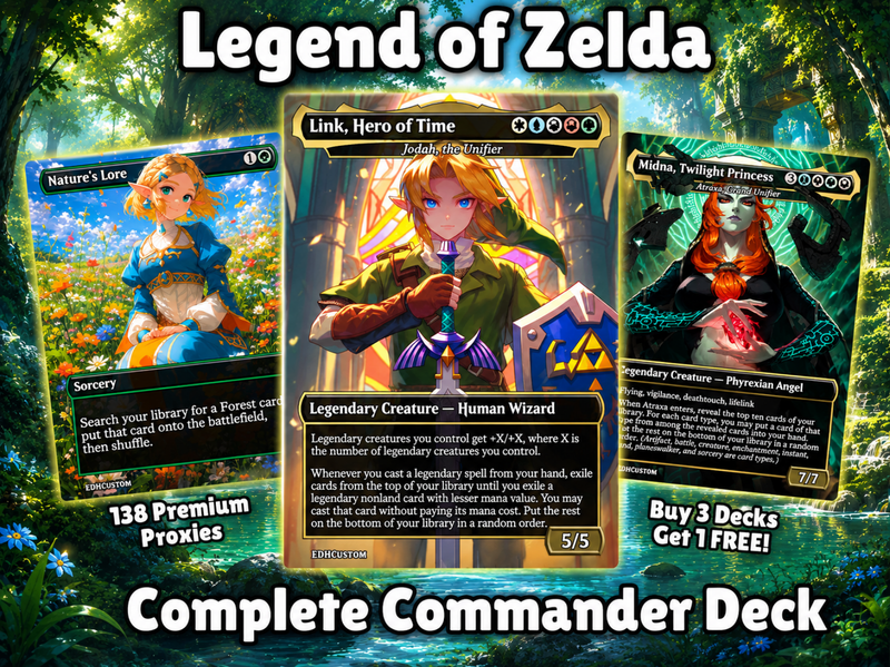 Legend of Zelda Inspired | 138-Card MTG Proxy EDH Set | Hyrule Legendary Heroes Deck | MTGCard