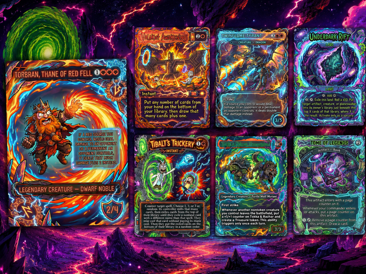 Norin the Wary Rick and Morty Inspired | 100+ Card MTG Proxy EDH Set | Chaotic Burn Deck | ProTCG