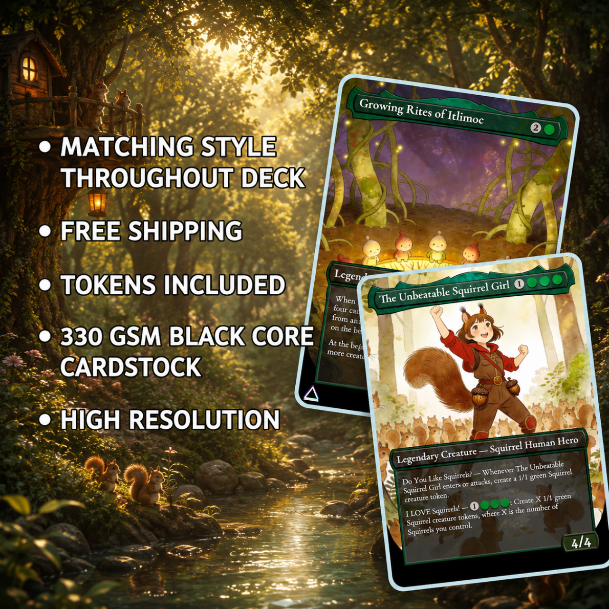The Unbeatable Squirrel Girl Commander Deck | 100-Card Fan-Made MTG Proxy EDH Set | Squirrel Tribal Token Deck | ProTCG