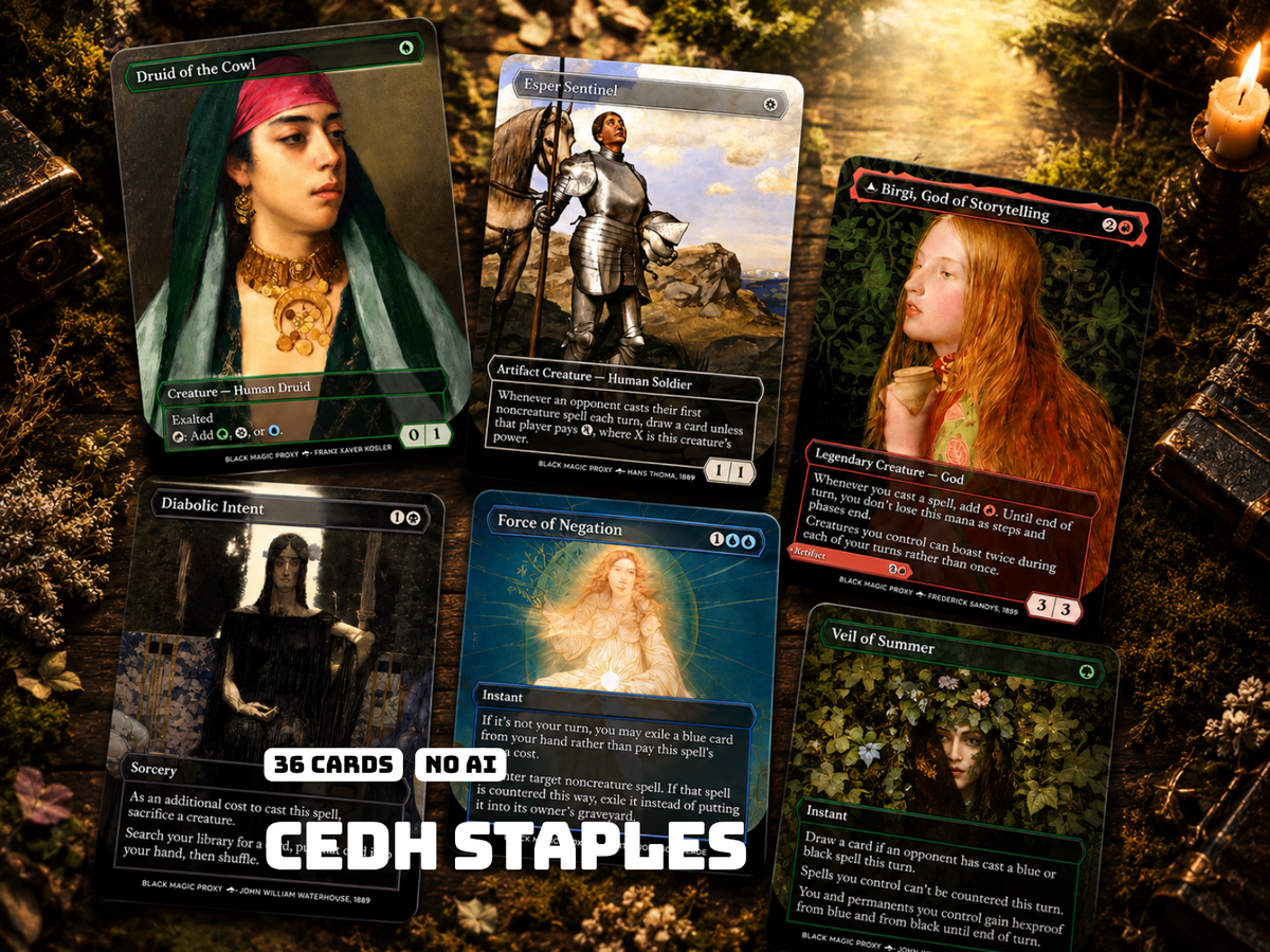 cEDH Proxy Bundle | 36 Classical Art MTG Playtest Cards | Commander Competitive Staples Set