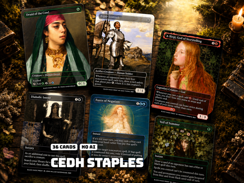 cEDH Proxy Bundle | 36 Classical Art MTG Playtest Cards | Commander Competitive Staples Set