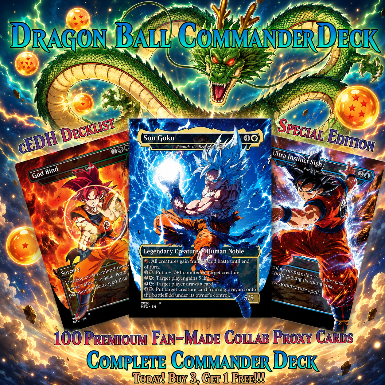 Dragon Ball MTG Proxy Commander Deck | 115+ Cards | ProTCG