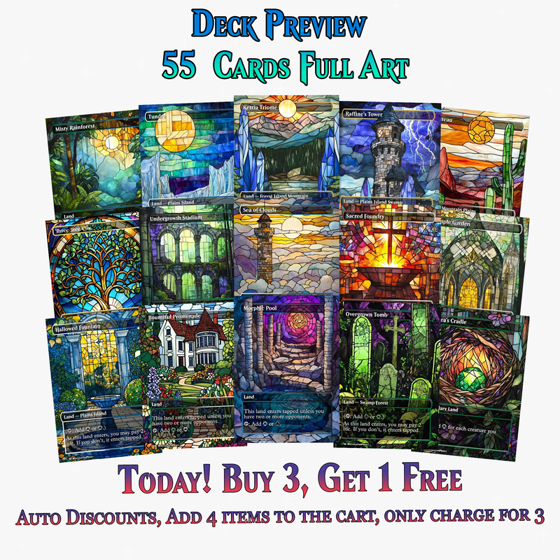 Stained Glass Mega EDH Land Pack | 55+ Cards | MTGCard