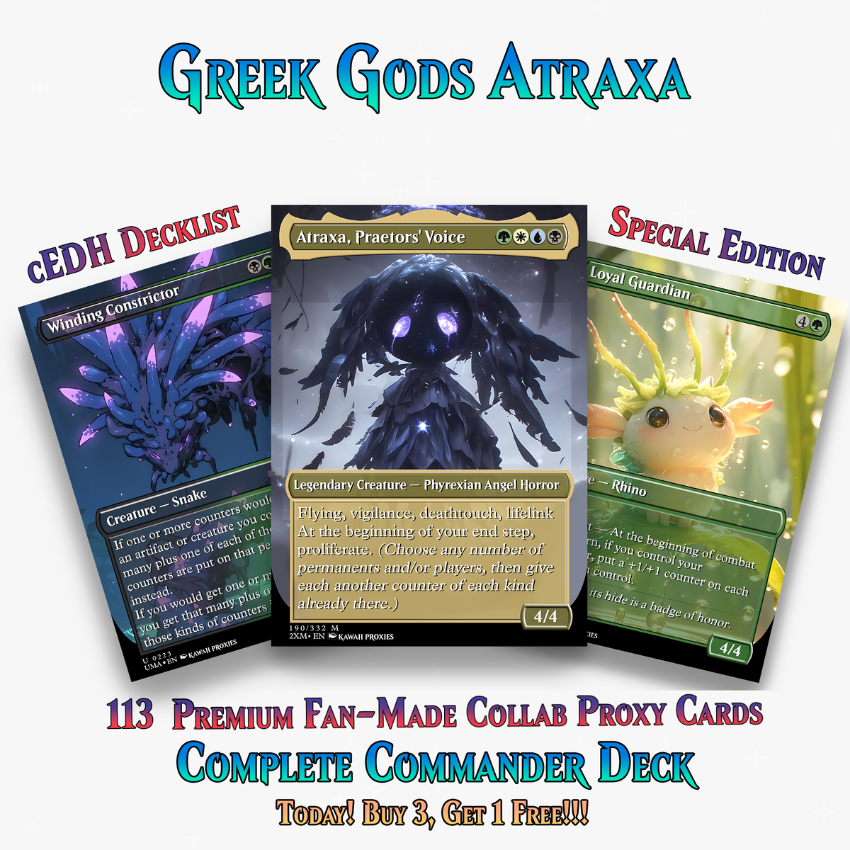 Greek Gods Chibi Atraxa Commander Deck| 113+ Cards | MTGCard
