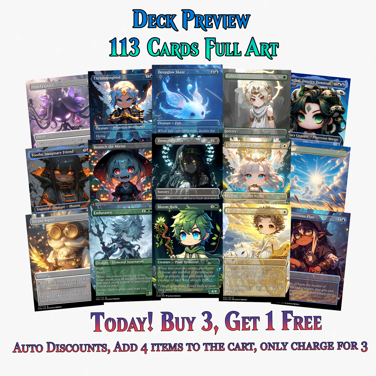 Greek Gods Chibi Atraxa Commander Deck| 113+ Cards | MTGCard