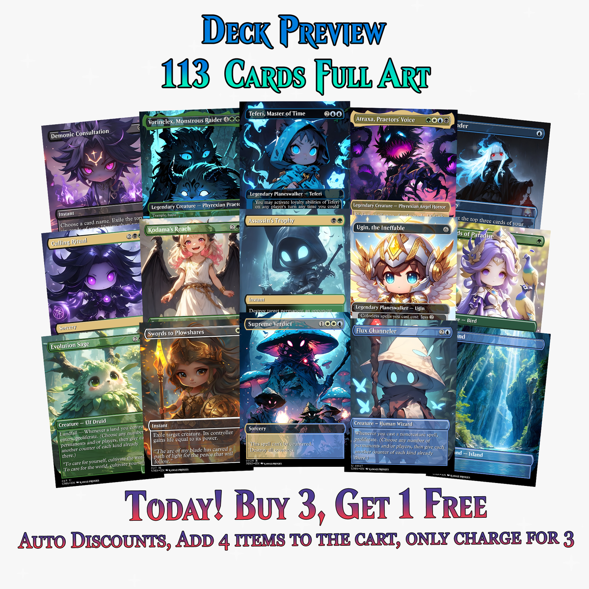 Greek Gods Chibi Atraxa Commander Deck| 113+ Cards | MTGCard