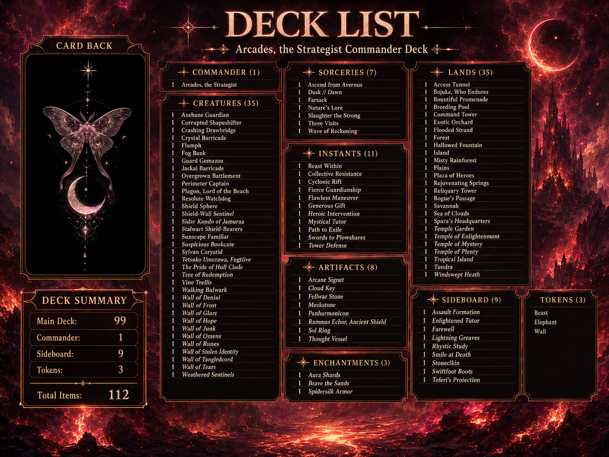 Arcades Walls Toughness Commander Deck - 117+ Cards | MTGCard