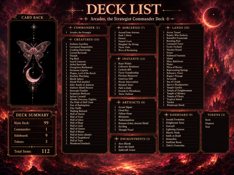 Arcades Walls Toughness Commander Deck - 117+ Cards | MTGCard