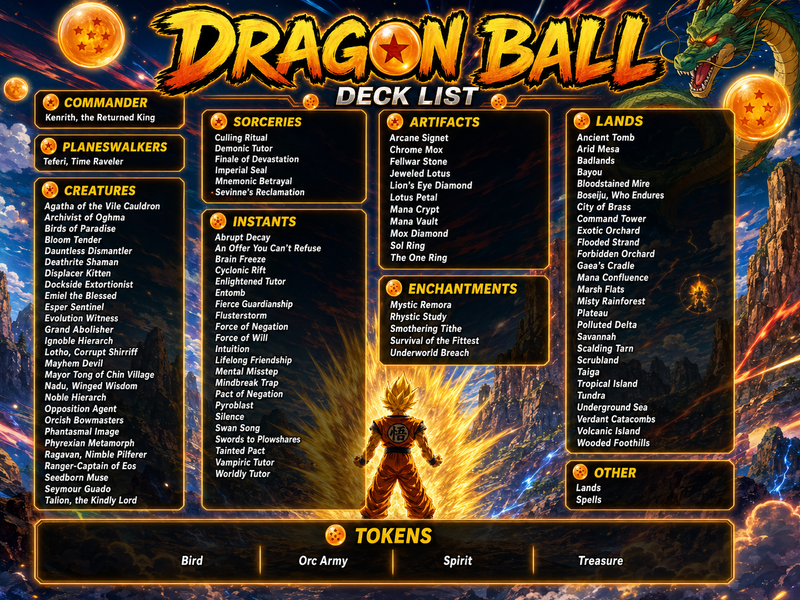 Dragon Ball MTG Proxy Commander Deck | 115+ Cards | MTGCard