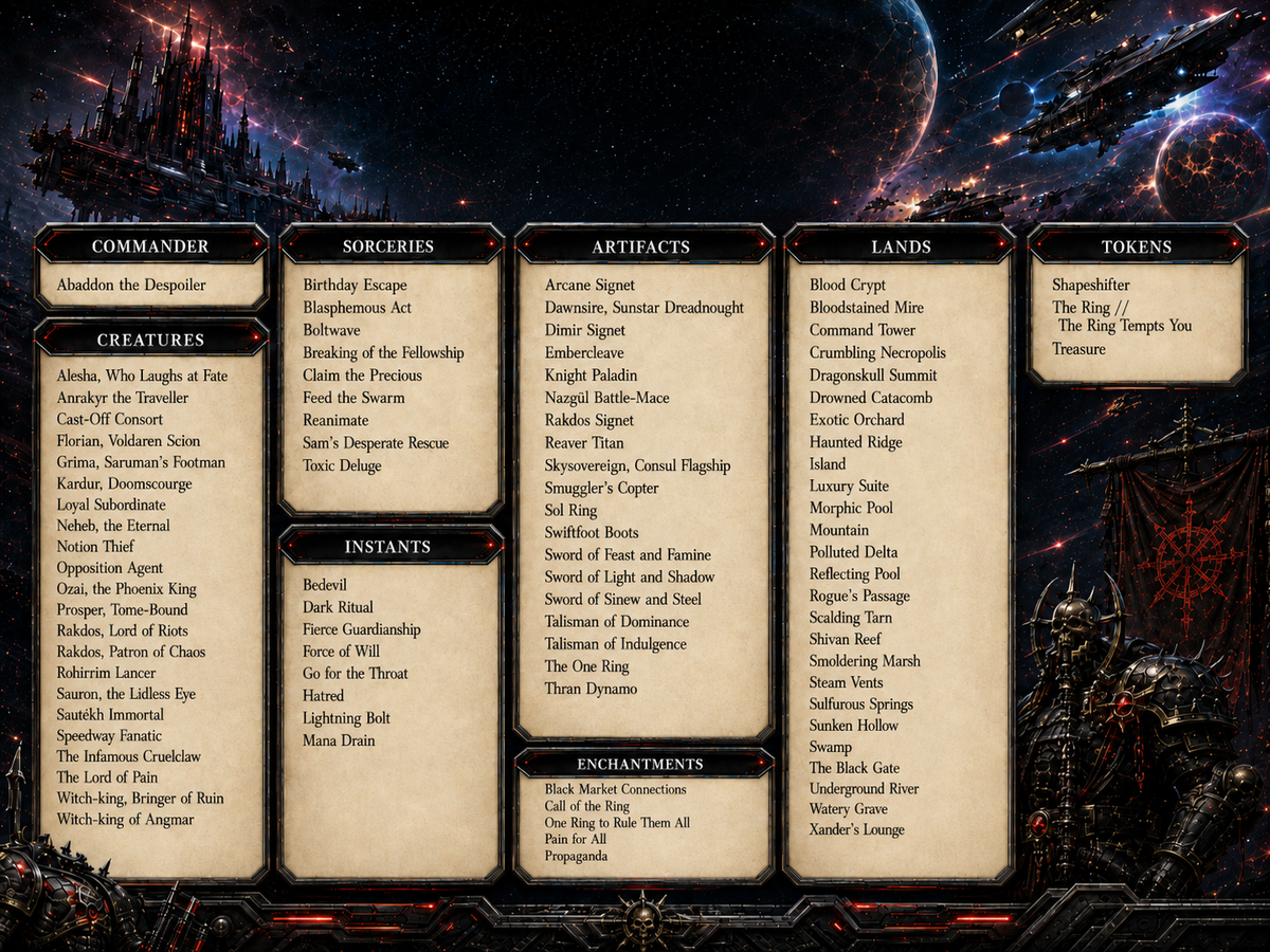 Star Wars Rise of the Sith Proxy Commander Deck | 100 Cards | MTGCard