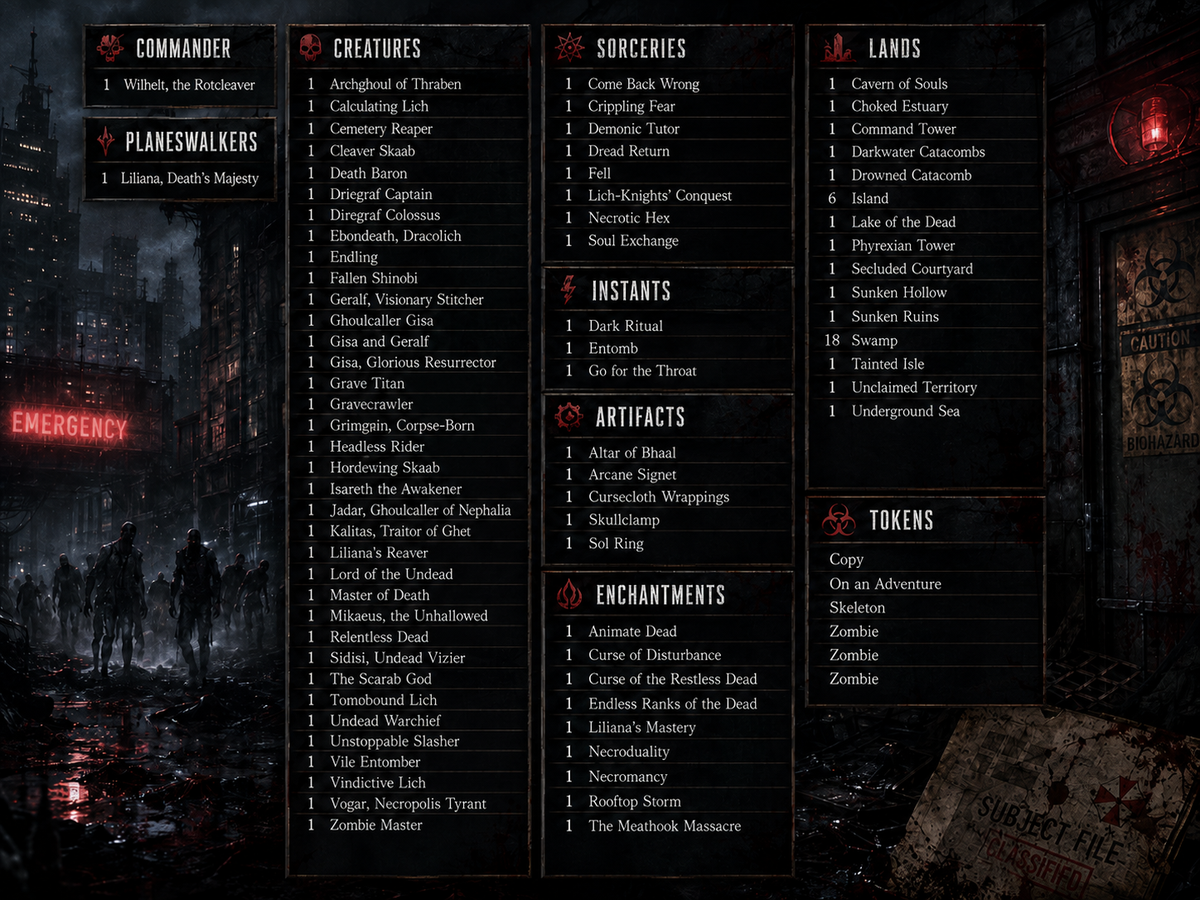 Resident Evil Card Deck 100 Cards + Tokens, Zombie Tribal EDH | MTGCard
