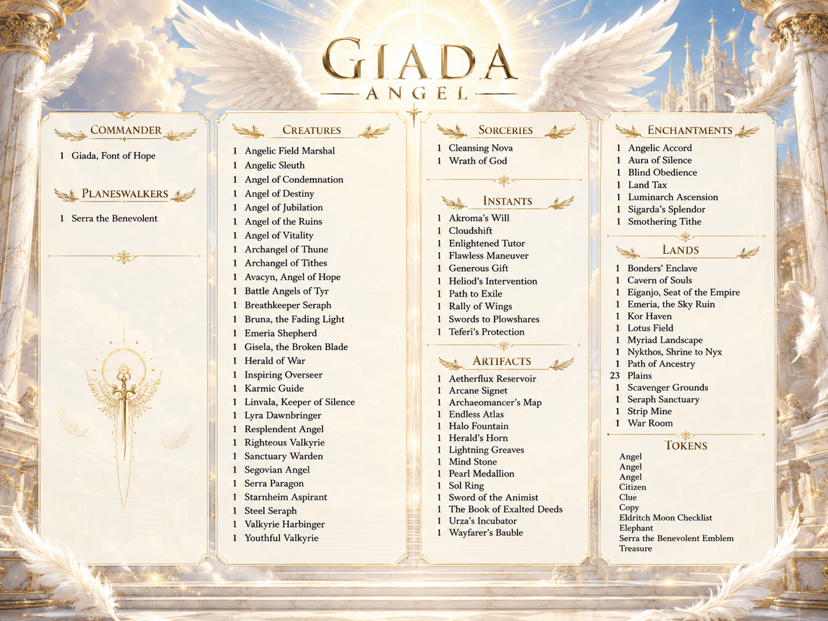 Giada Angel Tribal Commander Proxy Deck | 100+ Premium MTG Proxy Cards | MTGCard