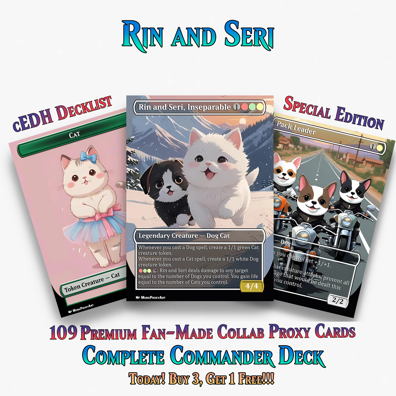 RIN AND SERI CAT DOG TRIBAL COMMANDER DECK – 109+ CARDS - MTGCard